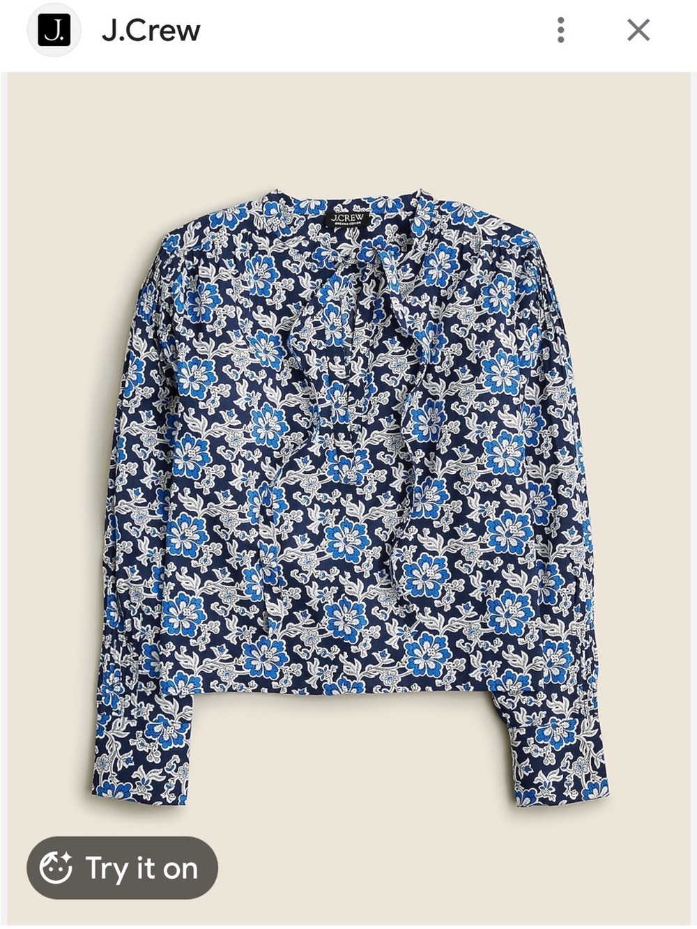 J.Crew V-Neck Tie Top in Floral Cotton-Blend Dobby – XL